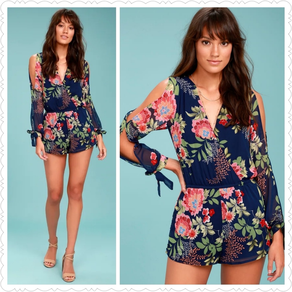 *New* Lulu's Blue Floral Romper
